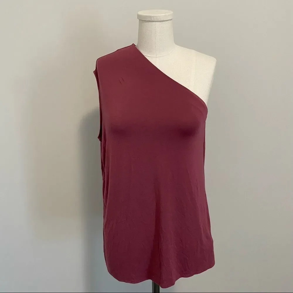 Aritzia Babaton Taddeo One Shoulder Tank Top Dark Mauve - Picture 5 of 13